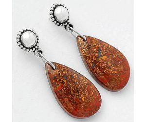Natural Red Moss Agate Earrings SDE62098 E-1227, 13x23 mm