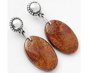 Natural Red Moss Agate Earrings SDE62109 E-1227, 13x21 mm