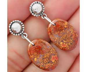 Natural Red Moss Agate Earrings SDE62123 E-1227, 13x18 mm