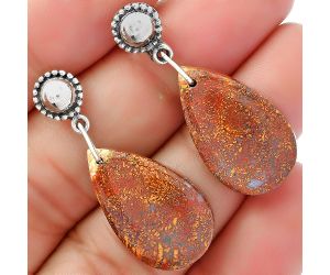 Natural Red Moss Agate Earrings SDE62129 E-1227, 14x23 mm