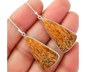 Natural Coquina Fossil Jasper - India Earrings SDE62461 E-1001, 16x30 mm
