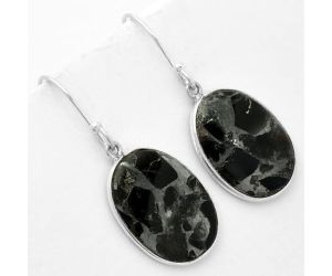 Natural Obsidian And Zinc Earrings SDE62571 E-1001, 14x19 mm