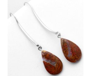 Natural Red Moss Agate Earrings SDE62696 E-1095, 12x20 mm