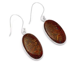 Natural Red Moss Agate Earrings SDE62989 E-1001, 13x23 mm