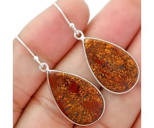 Natural Red Moss Agate Earrings SDE63087 E-1001, 14x23 mm
