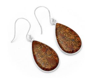 Natural Red Moss Agate Earrings SDE63087 E-1001, 14x23 mm