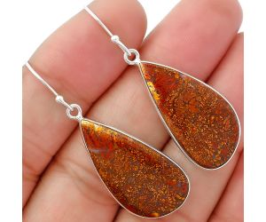 Natural Red Moss Agate Earrings SDE63180 E-1001, 14x28 mm