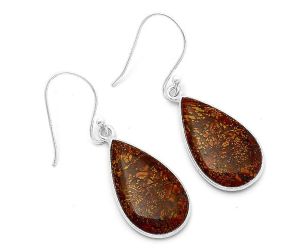 Natural Red Moss Agate Earrings SDE63184 E-1001, 12x22 mm