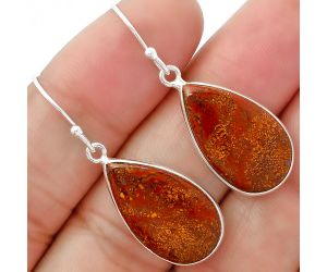 Natural Red Moss Agate Earrings SDE63203 E-1001, 13x21 mm