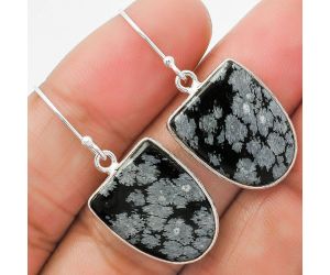 Natural Snow Flake Obsidian Earrings SDE63635 E-1001, 15x19 mm