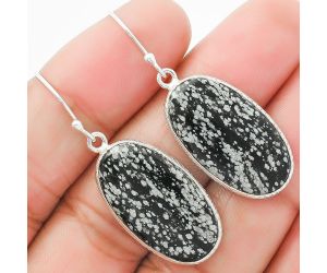 Natural Snow Flake Obsidian Earrings SDE63659 E-1001, 14x24 mm