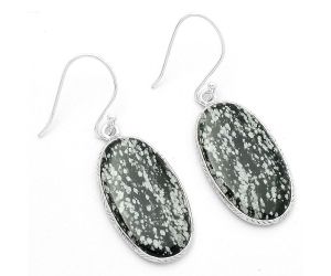 Natural Snow Flake Obsidian Earrings SDE63659 E-1001, 14x24 mm