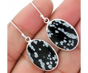 Natural Snow Flake Obsidian Earrings SDE64263 E-1001, 14x21 mm
