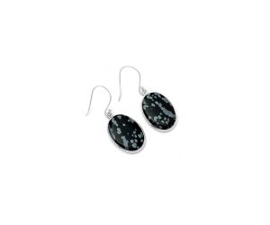 Natural Snow Flake Obsidian Earrings SDE64263 E-1001, 14x21 mm