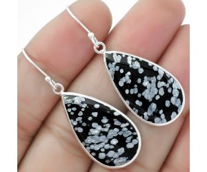 Natural Snow Flake Obsidian Earrings SDE64314 E-1001, 14x23 mm
