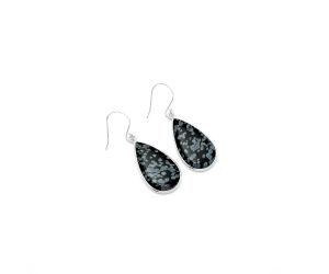 Natural Snow Flake Obsidian Earrings SDE64314 E-1001, 14x23 mm