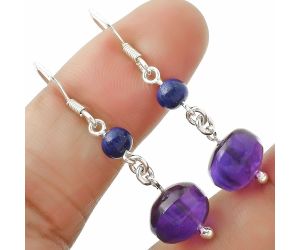 Natural African Amethyst & Lapis Earrings SDE64803 E-1009, 10x10 mm