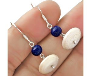 Natural Fresh Water Pearl & Lapis Earrings SDE64812 E-1009, 13x13 mm