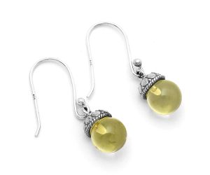 Natural Lemon Quartz Ball Earrings SDE64816 E-1054, 8x8 mm