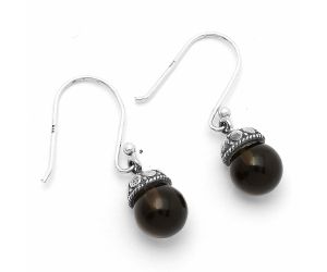 Natural Smoky Quartz Ball - Brazil Earrings SDE64818 E-1054, 8x8 mm
