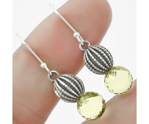 Natural Lemon Quartz Briolette Ball Earrings SDE65026 E-1026, 8x8 mm
