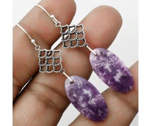 Natural Purple Lepidolite Earrings SDE65104 E-1235, 13x25 mm