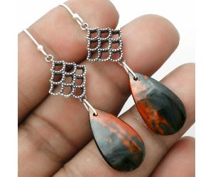 Natural Blood Stone - India Earrings SDE65107 E-1235, 13x24 mm