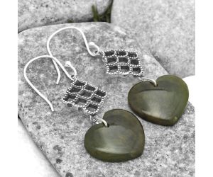 Valentine Gift Heart Natural Chrome Chalcedony Earrings SDE65134 E-1235, 17x18 mm