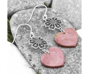 Valentine Gift Artisan - Heart Pink Tulip Quartz Earrings SDE65148 E-1235, 18x18 mm