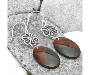 Artisan - Natural Blood Stone - India Earrings SDE65159 E-1235, 16x25 mm