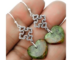 Valentine Gift Heart Natural Chrome Chalcedony Earrings SDE65271 E-1235, 16x17 mm