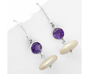 Natural Fresh Water Pearl & Amethyst Earrings SDE65579 E-1012, 13x13 mm