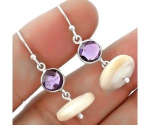 Natural Fresh Water Pearl & Amethyst Earrings SDE65581 E-1012, 14x14 mm