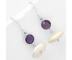 Natural Fresh Water Pearl & Amethyst Earrings SDE65583 E-1012, 14x14 mm