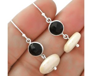 Natural Fresh Water Pearl & Black Onyx Earrings SDE65589 E-1012, 14x14 mm
