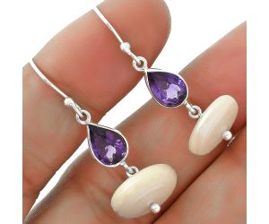 Natural Fresh Water Pearl & Amethyst Earrings SDE65590 E-1012, 13x13 mm
