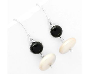 Natural Fresh Water Pearl & Black Onyx Earrings SDE65594 E-1012, 14x14 mm
