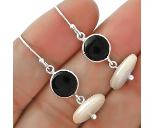 Natural Fresh Water Pearl & Black Onyx Earrings SDE65595 E-1012, 13x13 mm