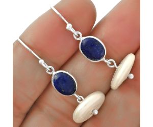 Natural Fresh Water Pearl & Lapis Earrings SDE65596 E-1012, 13x13 mm