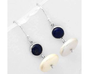 Natural Fresh Water Pearl & Lapis Earrings SDE65598 E-1012, 13x13 mm
