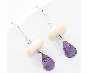 Natural Fresh Water Pearl & Amethyst Earrings SDE65599 E-1010, 14x14 mm