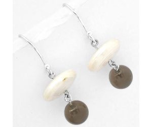 Natural Fresh Water Pearl & Smoky Quartz Earrings SDE65603 E-1010, 14x14 mm