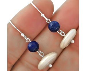 Natural Fresh Water Pearl & Lapis Earrings SDE65606 E-1009, 14x14 mm
