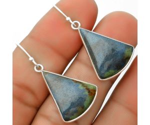 Natural Cyber Web Chrysocolla Stone Earrings SDE65613 E-1001, 17x22 mm