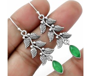 Leaves - Natural Green Onyx Earrings SDE65780 E-1228, 5x10 mm