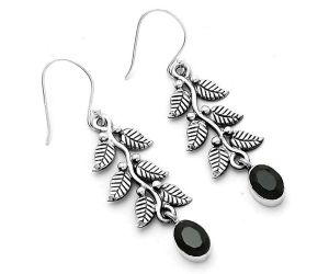 Leaves - Natural Black Onyx - Brazil Earrings SDE65782 E-1228, 6x8 mm