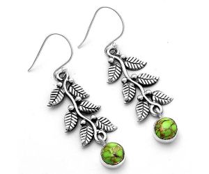 Leaves - Copper Green Turquoise Earrings SDE65795 E-1228, 7x7 mm