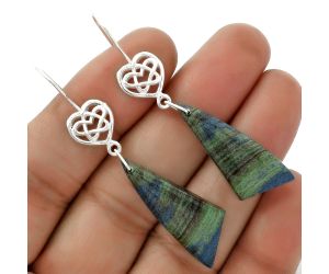 Celtic - Cyber Web Chrysocolla Stone Earrings SDE66238 E-1213, 12x32 mm