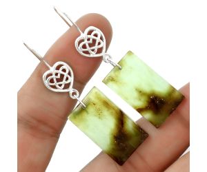 Celtic - Natural Boulder Chrysoprase Earrings SDE66265 E-1213, 15x25 mm