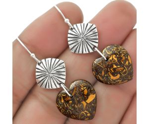Valentine Gift Heart Coquina Fossil Jasper - India Earrings SDE66281 E-1094, 16x16 mm